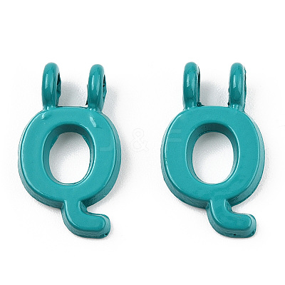 Rack Plating Spray Painted Alloy 2-Loop Link Pendants PALLOY-N176-01Q-1