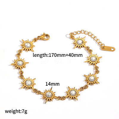 304 Stainless Steel & Cubic Zirconia Link Chain Bracelets for Women WGB2EA6-02-1