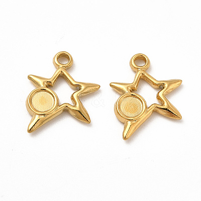 Ion Plating(IP) 304 Stainless Steel Pendants Cabochon Settings STAS-B032-21G-1