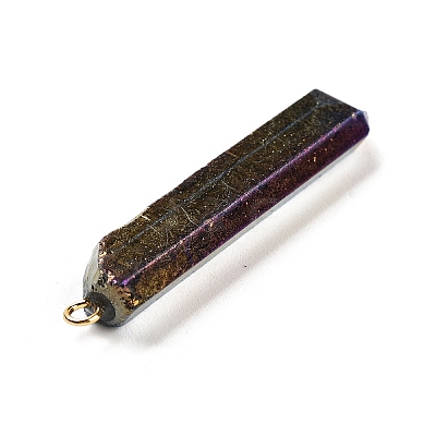 Electroplated Natural Quartz Pendants G-P315-B01-06G-1