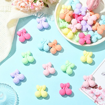 28Pcs 7 Colors Cherry Food Grade Eco-Friendly Silicone Focal Beads SIL-CJ0003-19-1