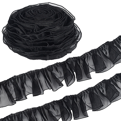 Polyester Pleated Lace Ribbon OCOR-WH0078-132A-1