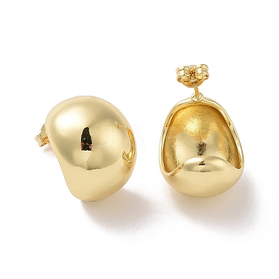 Rack Plating Brass Half Round Stud Earrings X-EJEW-G315-07G-1