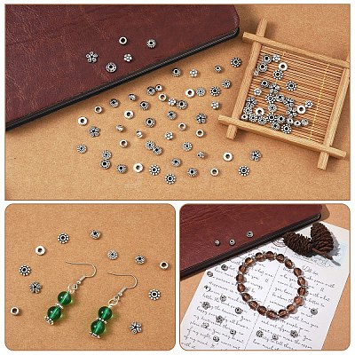 100Pcs 10 Style Tibetan Style Alloy Spacer Beads TIBE-YW0001-76-1