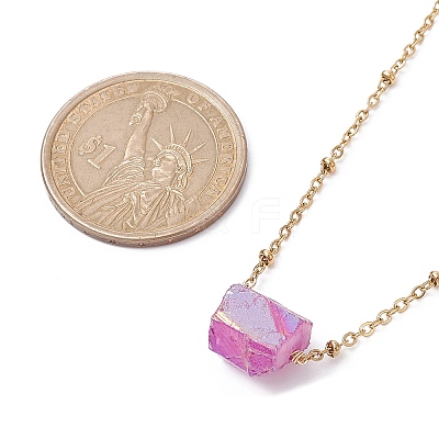 5Pcs 5 Colors Dyed Natural Quartz Polygon Pendant Necklaces NJEW-JN04491-S-1