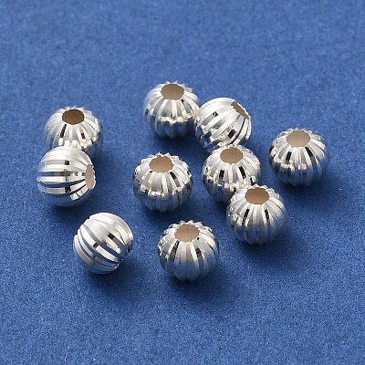 925 Sterling Silver Corrugated Round Spacer Beads STER-K178-01A-S-1