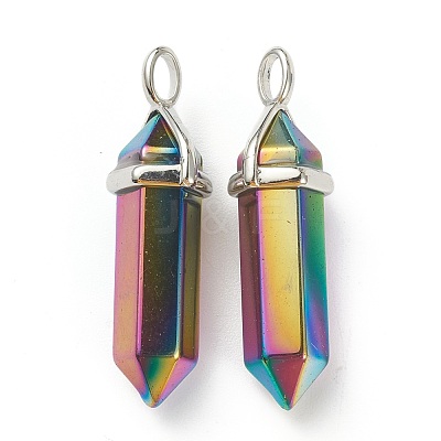 Electroplate Non-Magnetic Synthetic Hematite Pointed Pendants G-M378-01P-B01-1