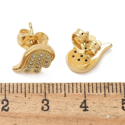 Brass Micro Pave Clear Cubic Zirconia Stud Earrings EJEW-D305-16G-1
