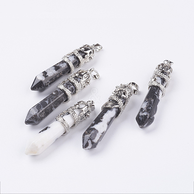 Natural Zebra Jasper Big Pointed Pendants G-G738-A-22-1