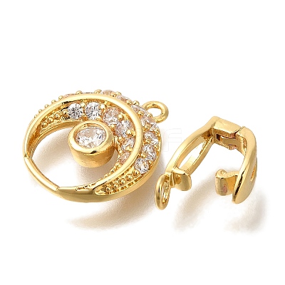 Brass Micro Pave Clear Cubic Zirconia Fold Over Clasps LS-KK-K389-127G-1