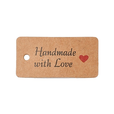 100Pcs Kraft Paper Word Handmade with Love Printed Gift Tags CDIS-H007-12B-1