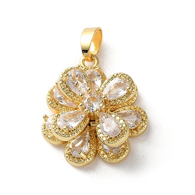 Brass Micro Pave Cubic Zirconia Pendants KK-P320-04B-G-1