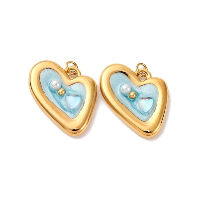 304 Stainless Steel Enamel Pendants STAS-U061-12G-1
