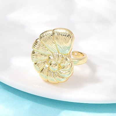 Ocean Theme Brass Cuff Rings RJEW-C135-01G-08-1