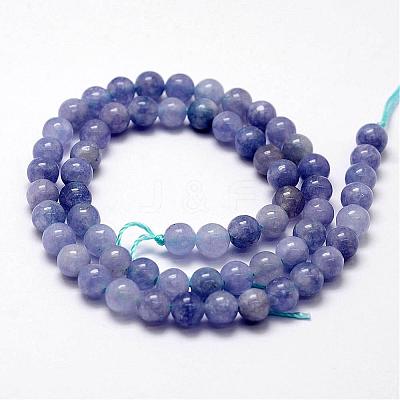 Natural White Jade Imitation Aquamarine Beads Strands G-F364-15-6mm-1