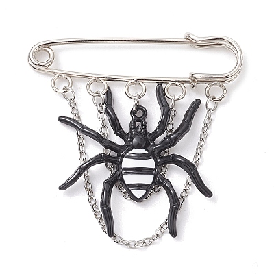 Halloween Spider Alloy Enamel Charm Brooch Pin JEWB-TA00018-1