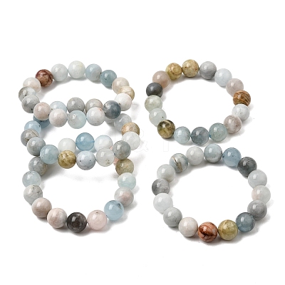 12MM Natural Aquamarine Round Beaded Stretch Bracelets for Women GG-CBA6C75-A01-12mm-1