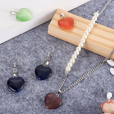 20Pcs 10 Colors Cat Eye Pendants G-CW0001-10-1