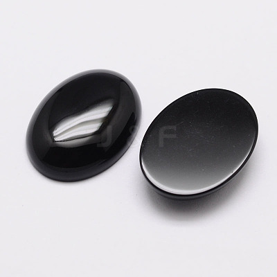 Oval Natural Dyed & Heated Black Agate Cabochons G-K020-40x30mm-01-1