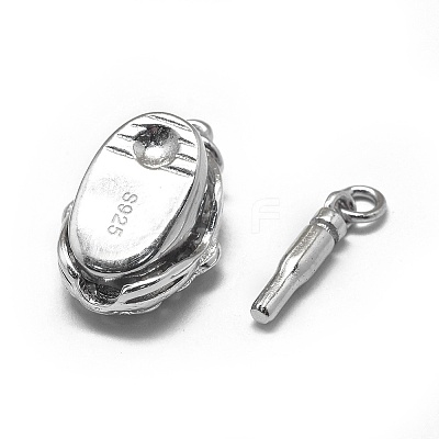Anti-Tarnish Rhodium Plated 925 Sterling Silver Box Clasps STER-L057-010P-1
