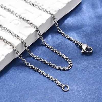 Tarnish Resistant Classic Plain 304 Stainless Steel Mens Womens Cable Chain Necklace Making STAS-P045-01P-1