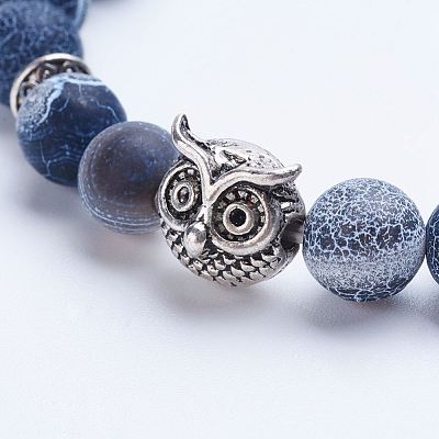 Natural Weathered Agate Beaded Stretch Bracelets X-BJEW-P072-K01-1