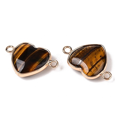 Natural Tiger Eye Love Heart Pendants G-T138-205G-G-1