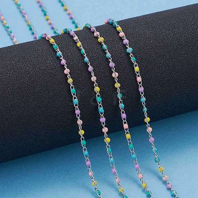 304 Stainless Steel Enamel Twisted Chains STAS-R100-40B-1