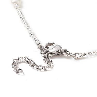 Natural Pearl & Seed Beaded Necklace for Women NJEW-JN04215-1