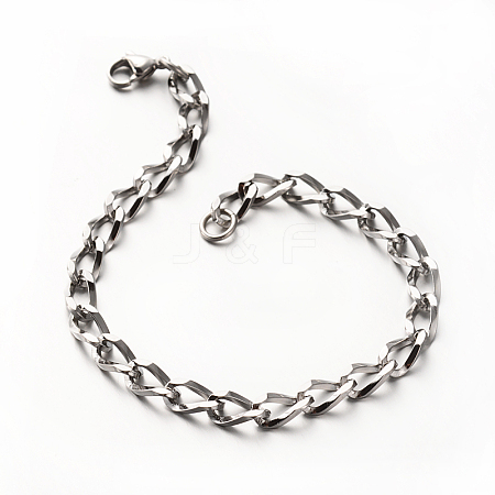 Tarnish Resistant 304 Stainless Steel Twisted Chain Bracelets BJEW-N263-03P-1