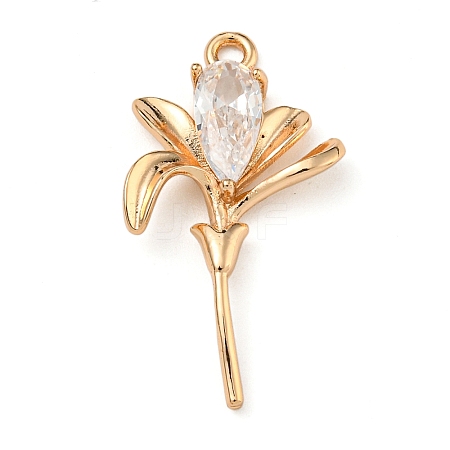Brass Micro Pave Clear Cubic Zirconia Pendants LS-ZIRC-U003-01G-04-1