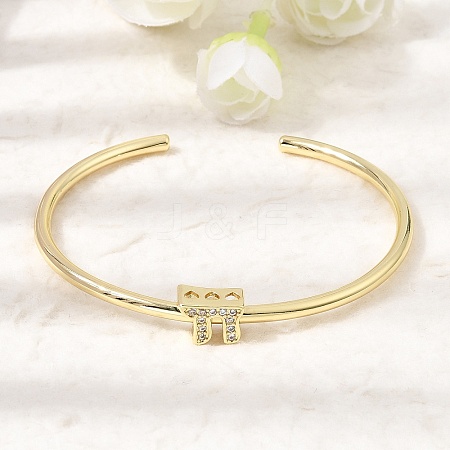 Brass Micro Pave Clear Cubic Zirconia Cuff Bangles for Women KK-CBAED06-08B-G-1