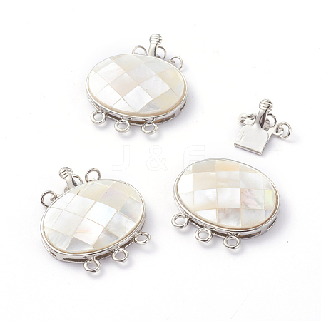Natural White Shell Mother of Pearl Shell Box Clasps SSHEL-L011-27P-1