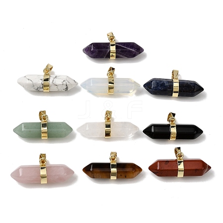 Natural & Synthetic Mixed Gemstone Double Terminal Pointed Pendants G-NH0001-15G-1