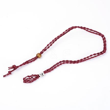 Adjustable Braided Waxed Cord Macrame Pouch Necklace Making MAK-WH0009-02K-1
