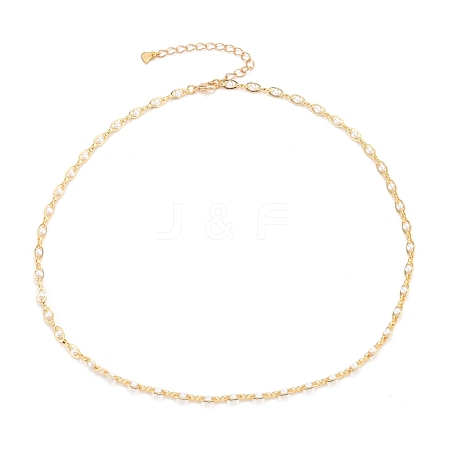 Glass Pearl Link Chain Necklaces NJEW-JN03203-1