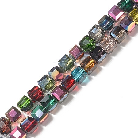 Transparent Electroplated Glass Beads Strands GLAA-G097-03-1