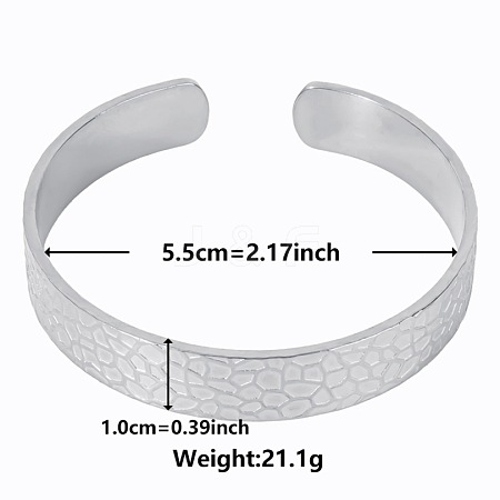 Vintage Texture 304 Stainless Steel Cuff Bangles for Women SU6795-1-1