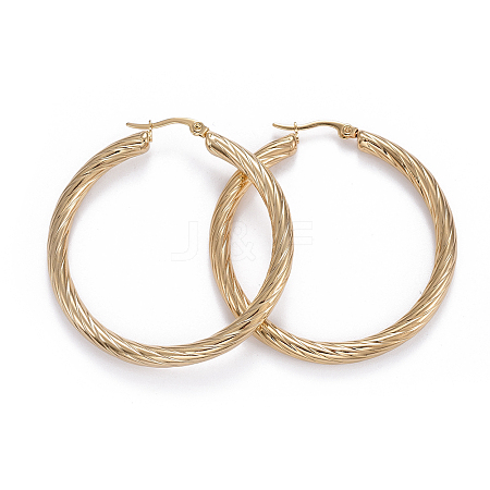 304 Stainless Steel Hoop Earrings X-EJEW-L232-034B-G-1