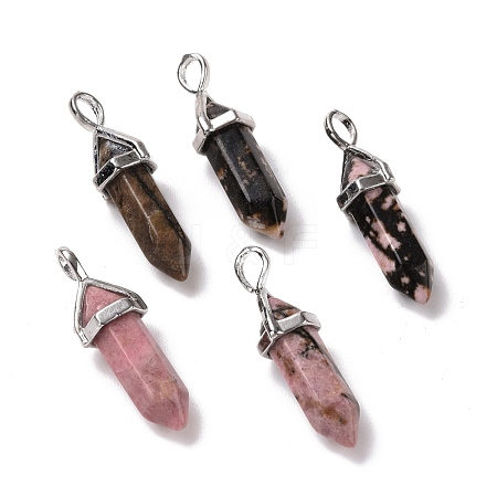 Natural Rhodonite Pointed Pendants G-K329-50P-1