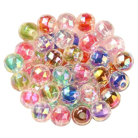 UV Plating Transparent Acrylic European Beads OACR-F004-03-1