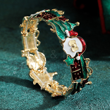 Christmas Theme Alloy Enamel Bangles for Women WG4C6FF-03-1