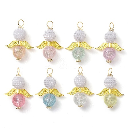 Imitation Pearl Acrylic and Transparent Acrylic Beads Pendant PALLOY-JF02620-02-1