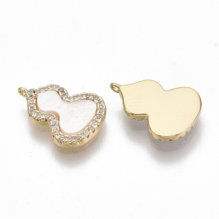 Brass Micro Pave Clear Cubic Zirconia Charms X-KK-S355-007G-NF-1