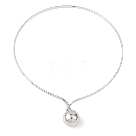 201 Stainless Steel Ball Charm Rigid Choker Necklaces for Women NJEW-Z098-05P-1