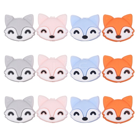 12Pcs 4 Colors Cartoon Fox Silicone Beads JX704A-1