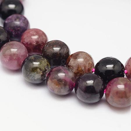 Natural Tourmaline Bead Strands G-G944-8mm-07-1