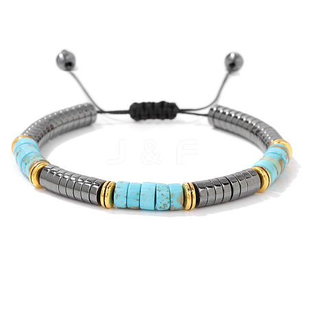 Synthetic Turquoise Beads Braided Beads for Men HR7340-4-1