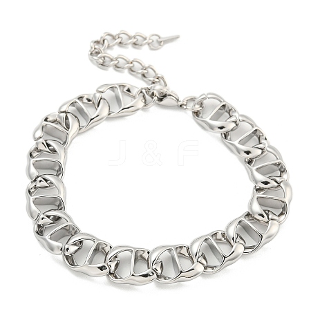 Non-Tarnish 304 Stainless Steel Twisted Chain Bracelets for Women BJEW-A017-02P-1