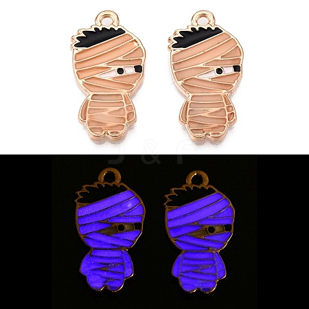 Halloween Theme Rack Plating Luminous Alloy Enamel Pendants ENAM-N056-228G-1